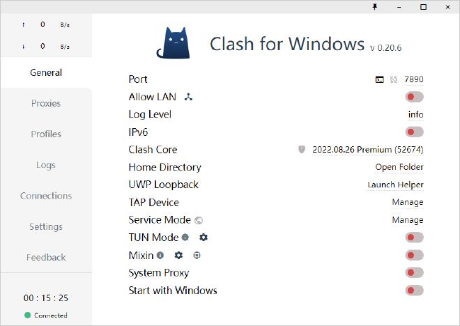 Clash for Windows 主界面